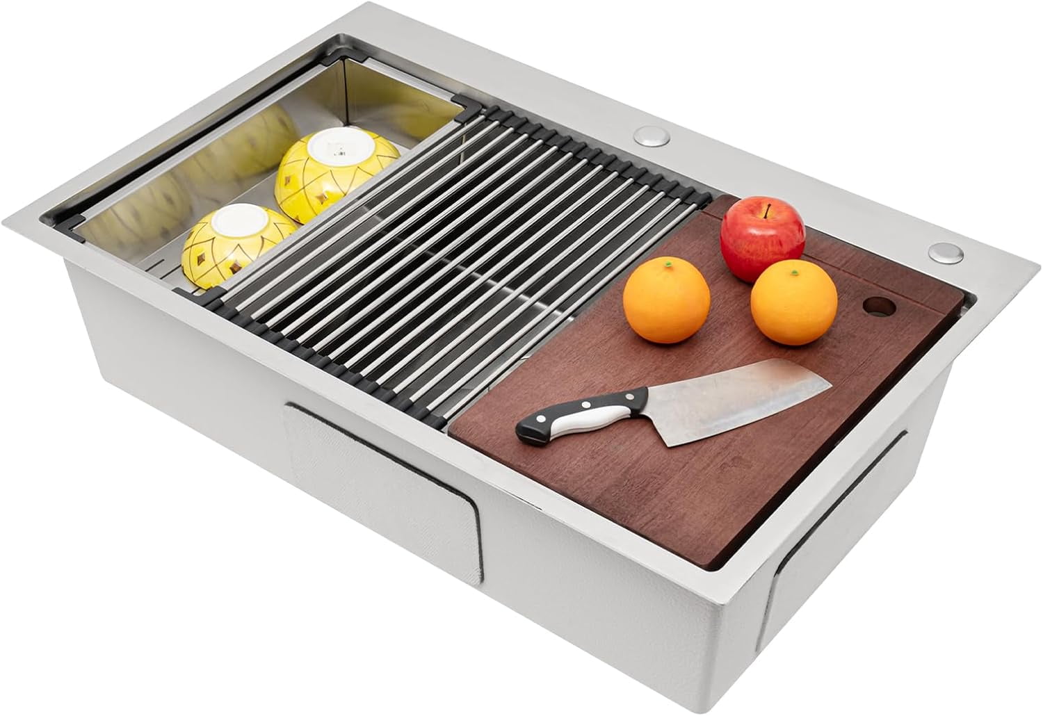 33 x 22 Inch Single Bowl Stainless Steel Undermount Sink, Single Bowl Undermount Kitchen Sink, Built-in Kitchen Sinks Workstation