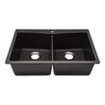 thumbnail image 1 of 33" x 22" Quartz Kitchen Sink, Double Bowl Sink, Drop-in Sink, Undermount Sink, Granite Kitchen Sink, Galaxy Black Kitchen Sink by Lexicon Platinum LP-800TM-K-SO, 1 of 9
