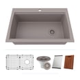 thumbnail image 1 of 32" x 22" Workstation Sink, Single Bowl Kitchen Sinks, Drop in Kitchen Sink, Granite Composite Kitchen Sink, Quartz Undermount Sink, Galaxy Concrete Kitchen Sink, Grid, Strainer, Flange LP-750TM-C, 1 of 7