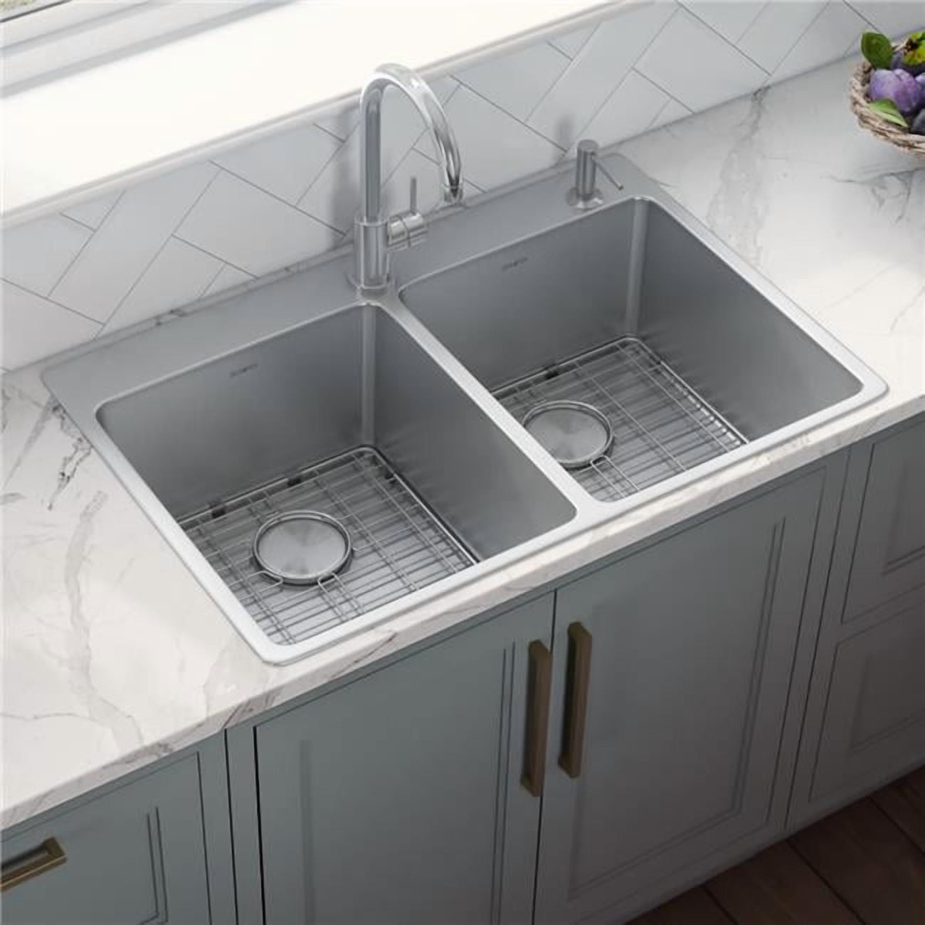 33 x 22 in. Drop-in Topmount 16 Gauge Stainless Steel 50-50 Double Bowl Kitchen Sink