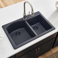 thumbnail image 1 of 33 x 22 in. Epi Granite Dual-Mount Granite Composite Double Bowl Kitchen Sink, Midnight Black, 1 of 1
