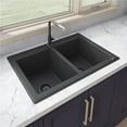 thumbnail image 1 of 33 x 22 in Epi Granite Dual Mount Granite Composite Double Bowl Kitchen Sink, Midnight Black, 1 of 1