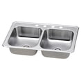 thumbnail image 1 of 33 x 22 x 7-Inch Stainless-Steel Satin Double-Compartment Kitchen Sink, 1 of 2