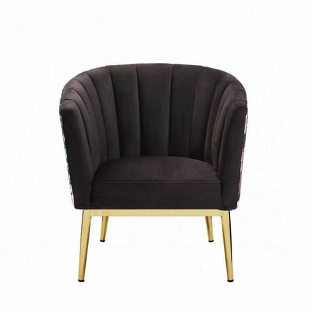 33 x 30 x 34 in. Colla Accent Chair, Gray Velvet & Gold