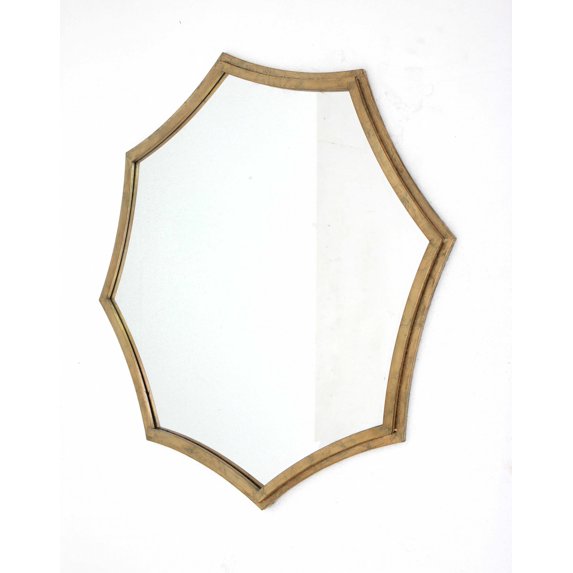 33" x 33" x 1" Gold Curved Hexagon Frame Cosmetic Mirror