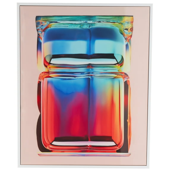 33" x 41" Cube Abstract Framed Wall Art with White Frame, by DecMode