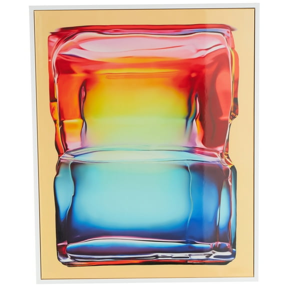 33" x 41" Cube Abstract Framed Wall Art with White Frame, by DecMode