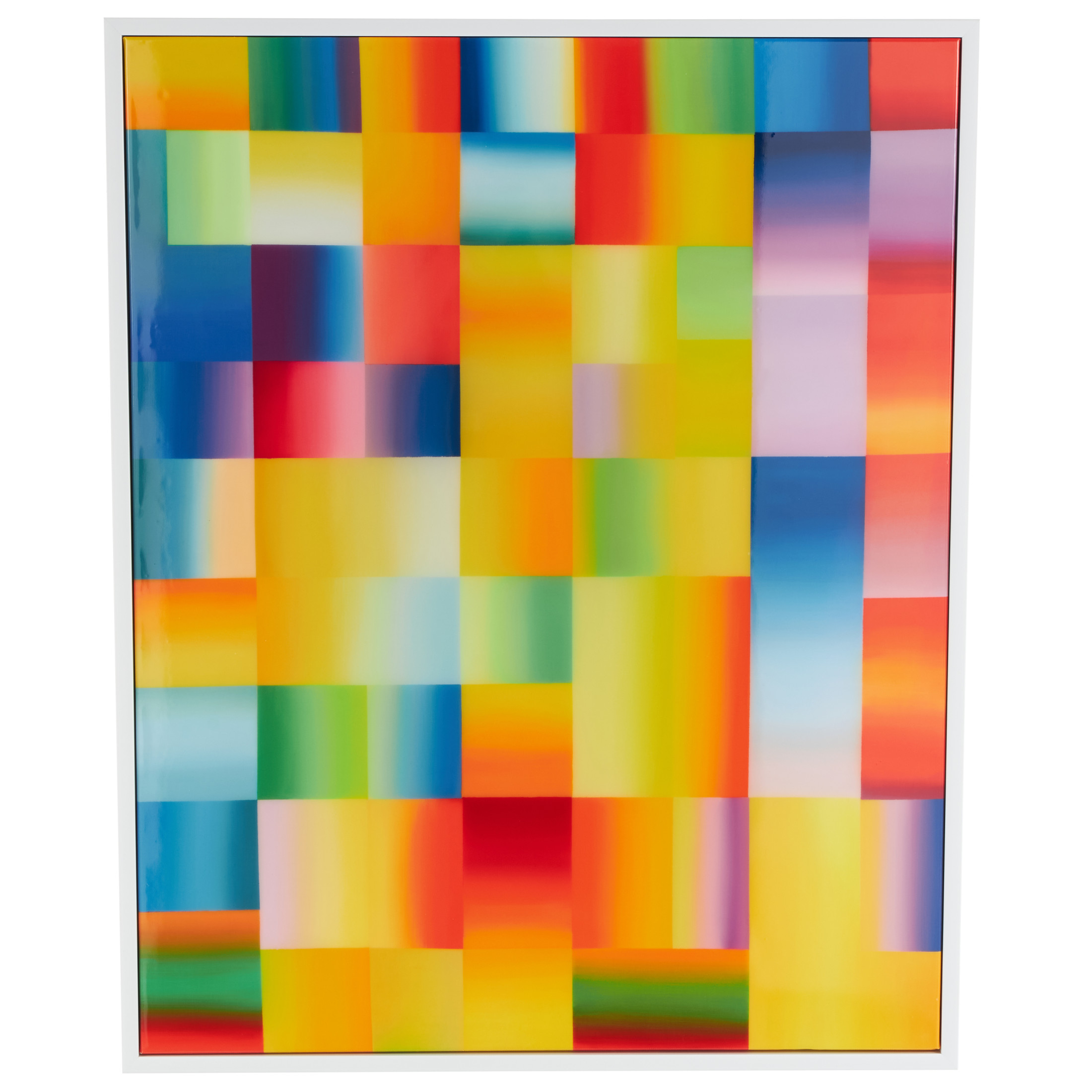 33" x 41" Ombre Square Pop Art Geometric Framed Wall Art with White Frame, by DecMode