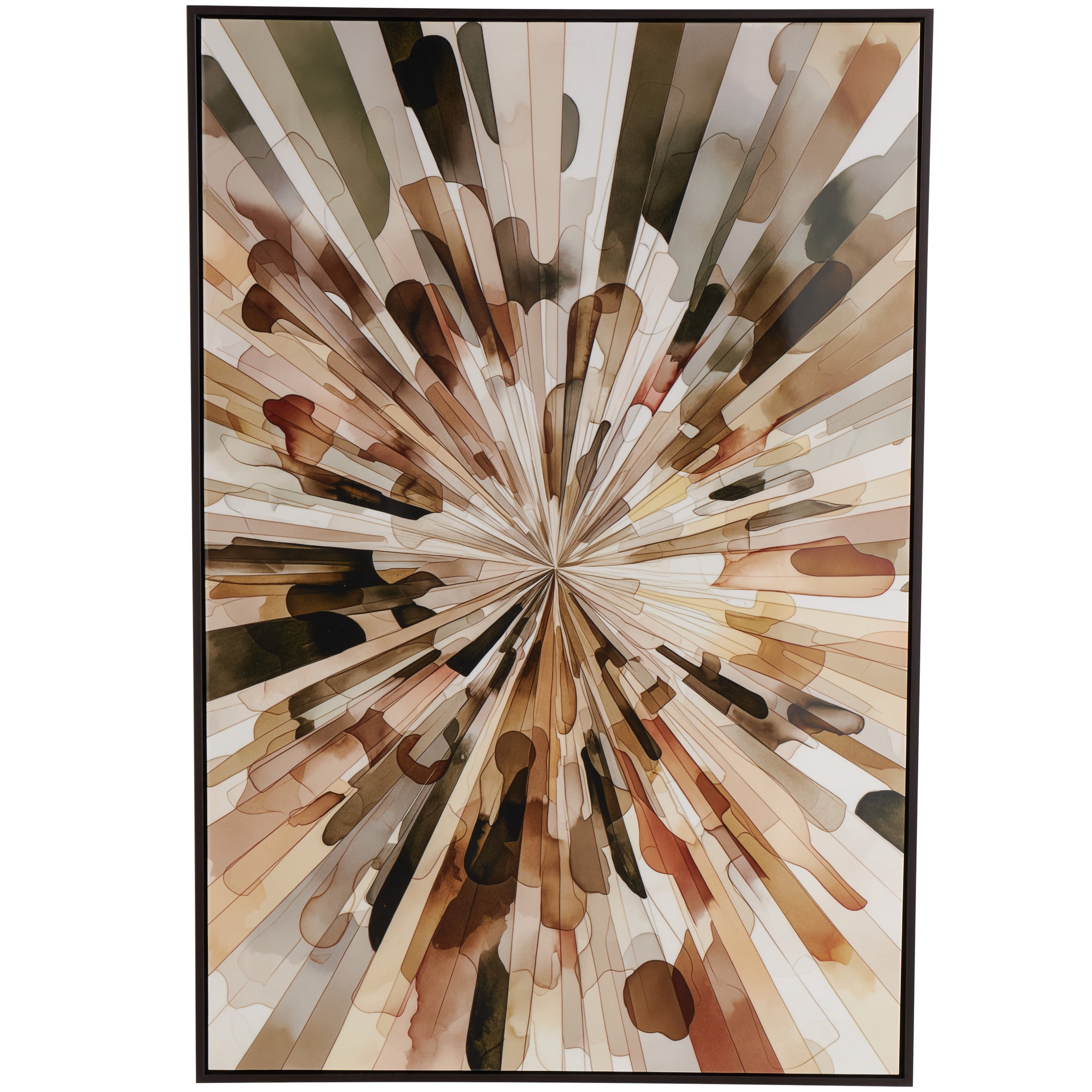 33" x 48" Abstract Sunburst Framed Wall Art with Black Frame, by DecMode