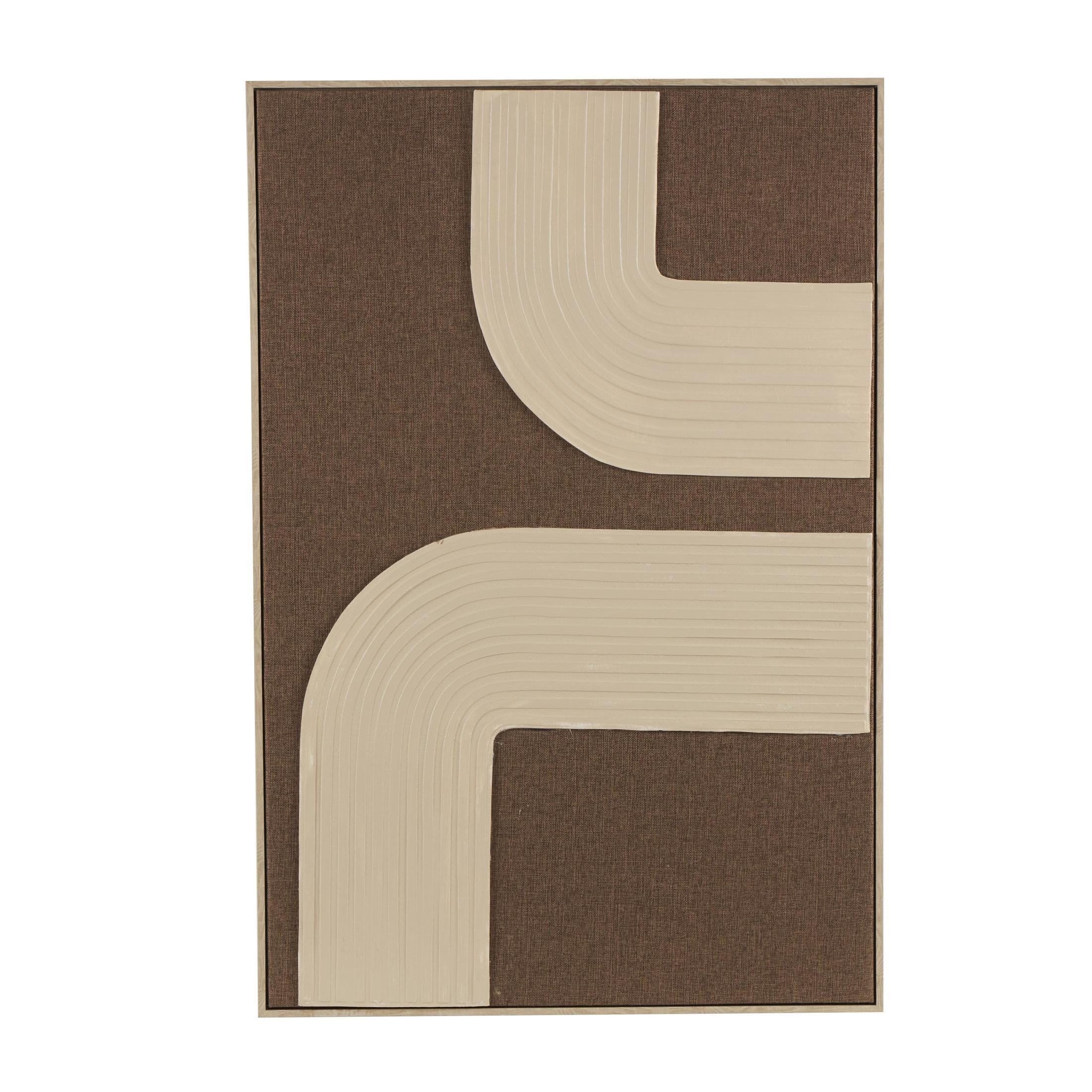 33" x 49" Abstract Framed Wall Art with Tan Ribbed Arches, by DecMode