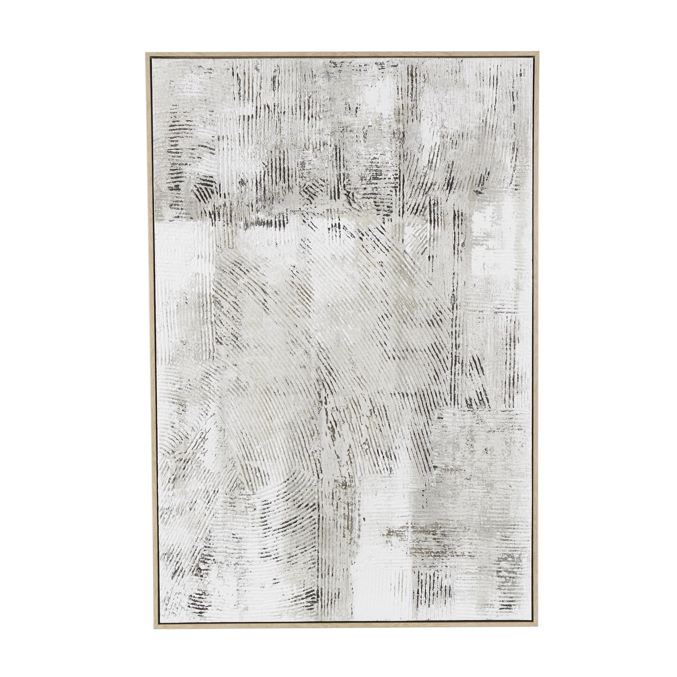 33" x 49" Textured Abstract Framed Wall Art with Wooden Frame and Black Distressing, by DecMode