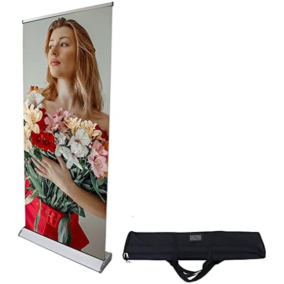 33''x 80'' Heavy Duty Deluxe Premium Retractable Roll Up Banner Stand Display Conference Display with Broadbase for Trade Show Exhibition Store Displays (Stand Only)$$Other