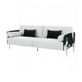 thumbnail image 1 of 33 x 89 x 37 in. White Faux Cowhide & Silver Sofa, 1 of 1