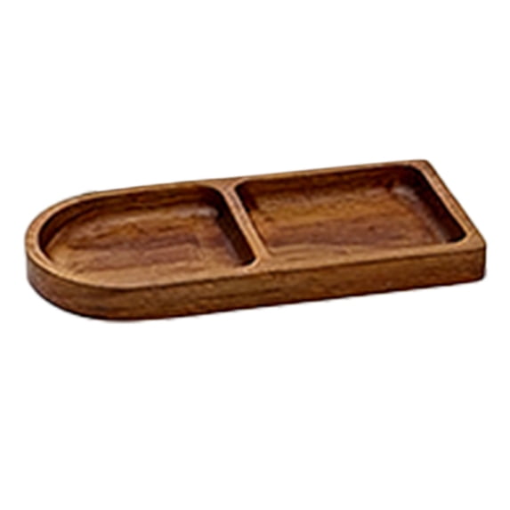 33 x11CM Wood Serving Trays Charcuterie Boards Oval Wooden Plates Wood Serving Platter Cheese Dinner Plates Bulk for Dessert Snack Bread Fruit Appetizer Dishes (Two Grids)