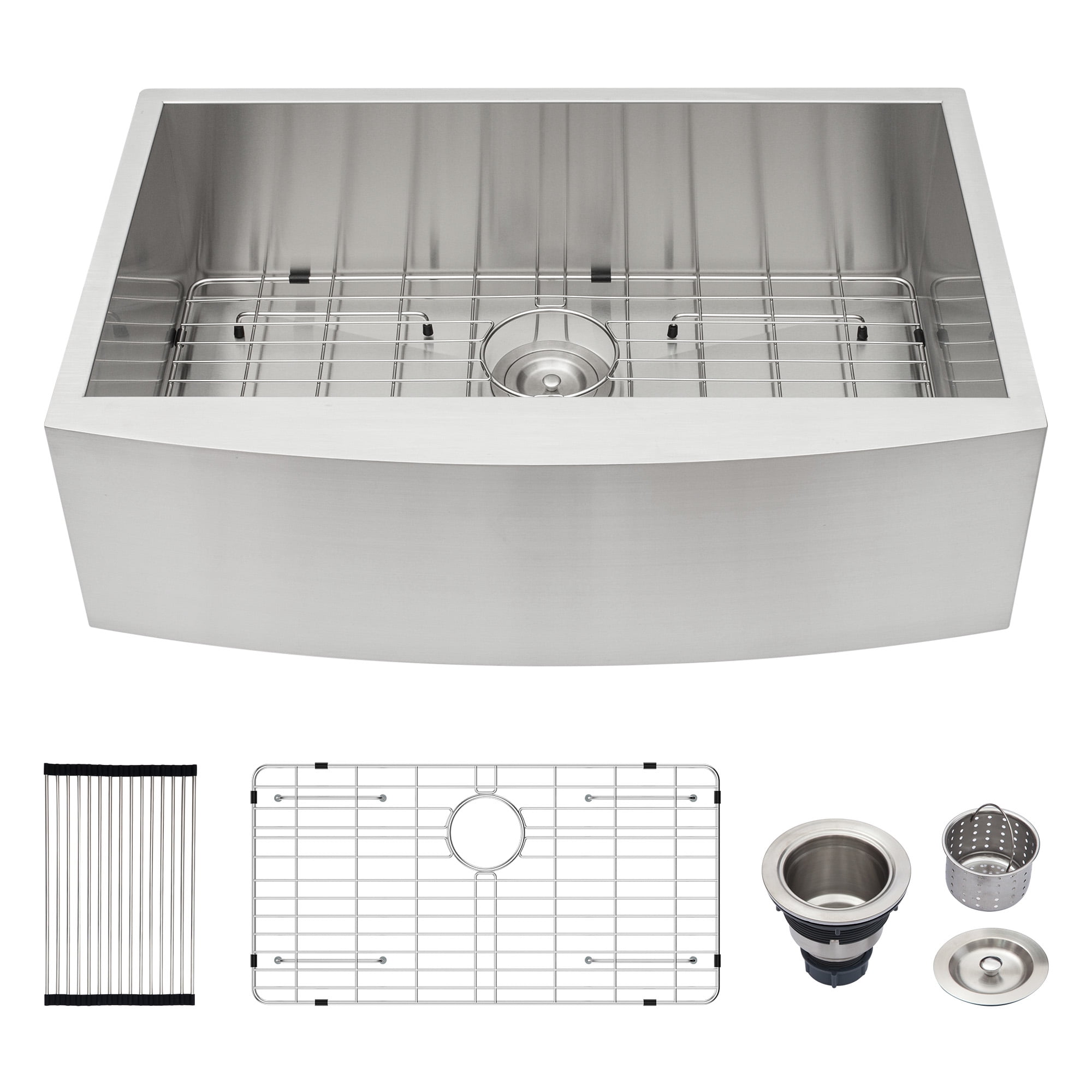 33"x20"x9" Brushed Nickel Stainless Steel Farmhouse Apron Front Kitchen Sink, Single Bowl