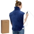 thumbnail image 1 of 33"x22" Heated Pad for Back Pain Electric Weighted Heating Pads with Auto Shut off Large, Full Body Back Heat Pad Fast Heating, 4 Temperature Settings, Navy Blue, 1 of 8