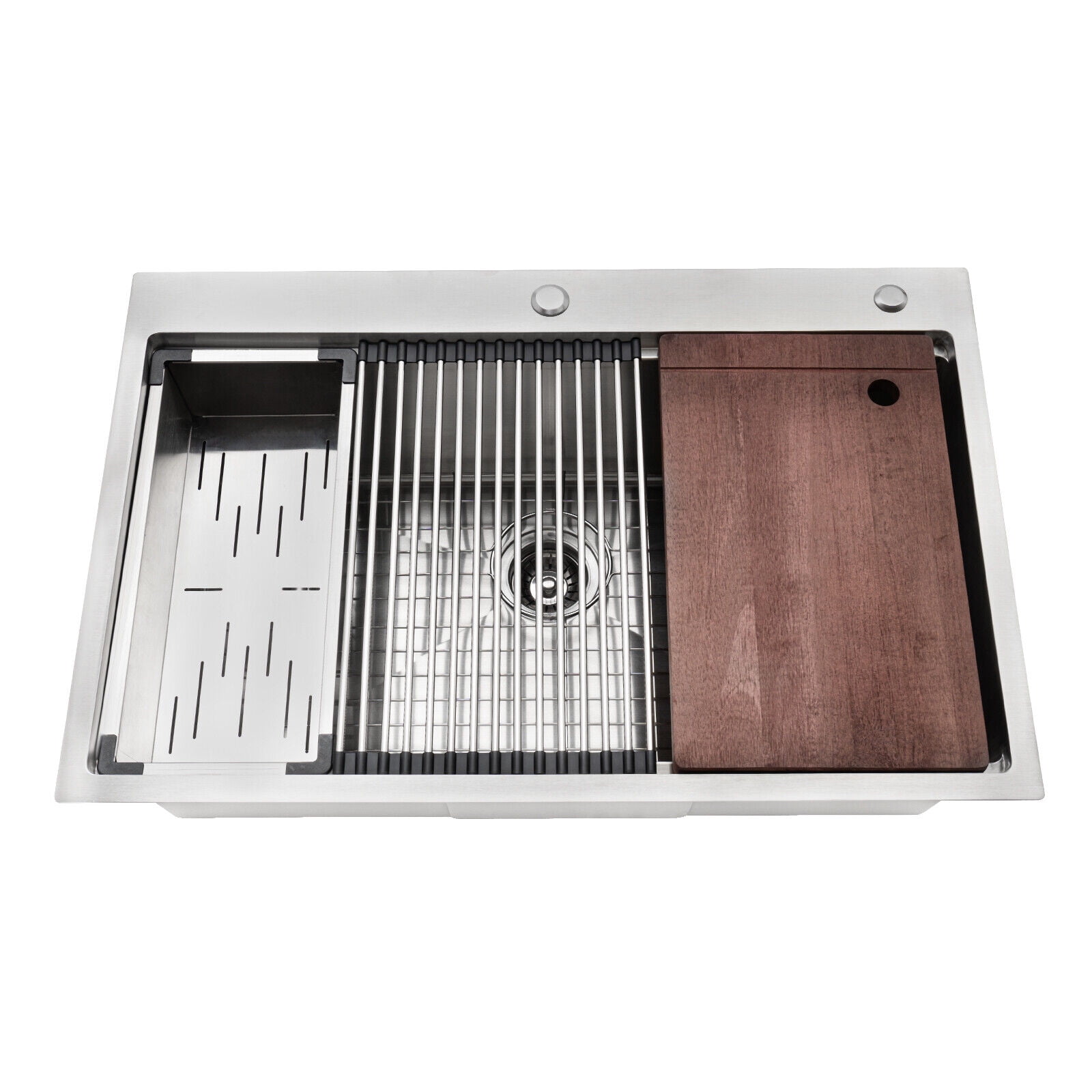 33"x22" Single Bowl Undermount Workstation Kitchen Stainless Steel Sink
