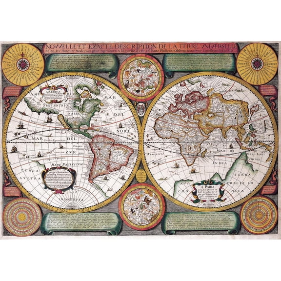 33"x24" Heavyweight Photo Paper Quality Poster: Vintage Map - Old Map 106