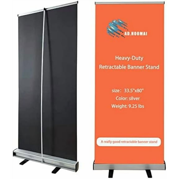33 ½"x80 Heavy-Duty Retractable Roll Up Banner Stand，for business trade show,store sign display Stand with Padded Canvas Bag (Stand Only)