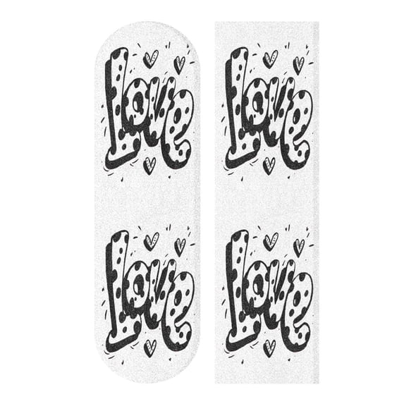 33"x9" Skateboard Grip Tape Protector Sheets Nonslip Protection Griptape Sheet for Outdoor Sports Black Font Love