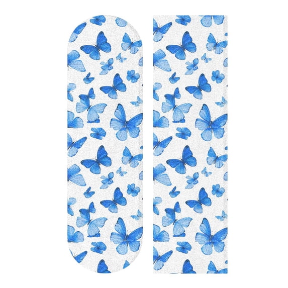 33"x9" Skateboard Grip Tape Protector Sheets Nonslip Protection Griptape Sheet for Outdoor Sports Blue Butterfly Pattern