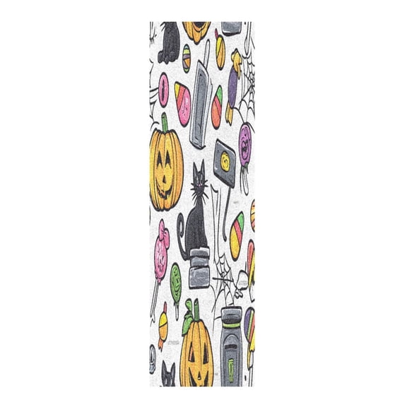 33"x9" Skateboard Grip Tape Protector Sheets Nonslip Protection Griptape Sheet for Outdoor Sports Cute Cartoon Halloween Icon