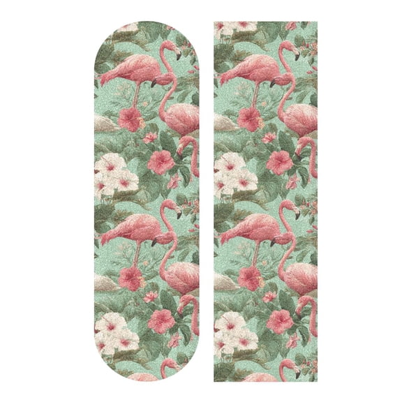 33"x9" Skateboard Grip Tape Protector Sheets Nonslip Protection Griptape Sheet for Outdoor Sports Flamingo Tropical Leaves Pattern