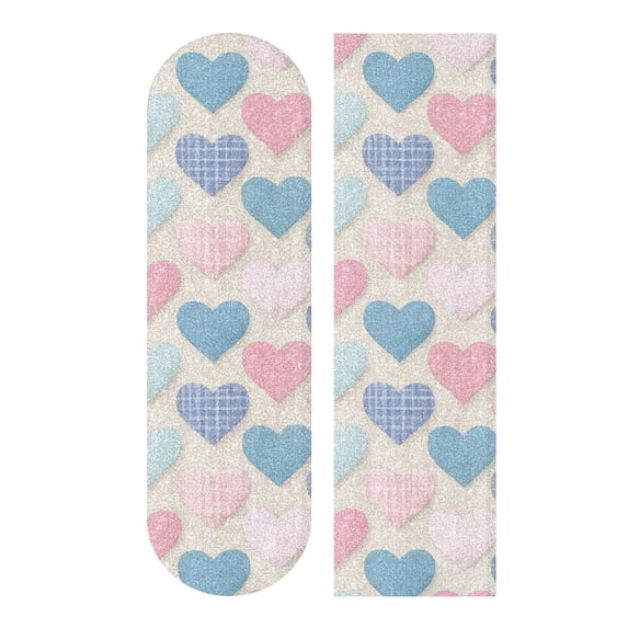 33"x9" Skateboard Grip Tape Protector Sheets Nonslip Protection Griptape Sheet for Outdoor Sports Gingham Heart-shaped Pattern