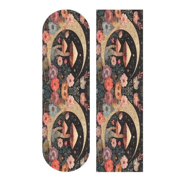 33"x9" Skateboard Grip Tape Protector Sheets Nonslip Protection Griptape Sheet for Outdoor Sports Mushroom and Crescent Moon