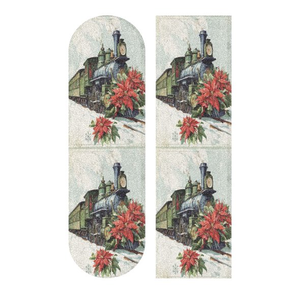 33"x9" Skateboard Grip Tape Protector Sheets Nonslip Protection Griptape Sheet for Outdoor Sports Old Train with Flowers