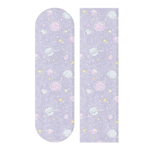33"x9" Skateboard Grip Tape Protector Sheets Nonslip Protection Griptape Sheet for Outdoor Sports Pastel Purple Planets and Stars