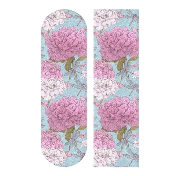 33"x9" Skateboard Grip Tape Protector Sheets Nonslip Protection Griptape Sheet for Outdoor Sports Pink Peony Pattern