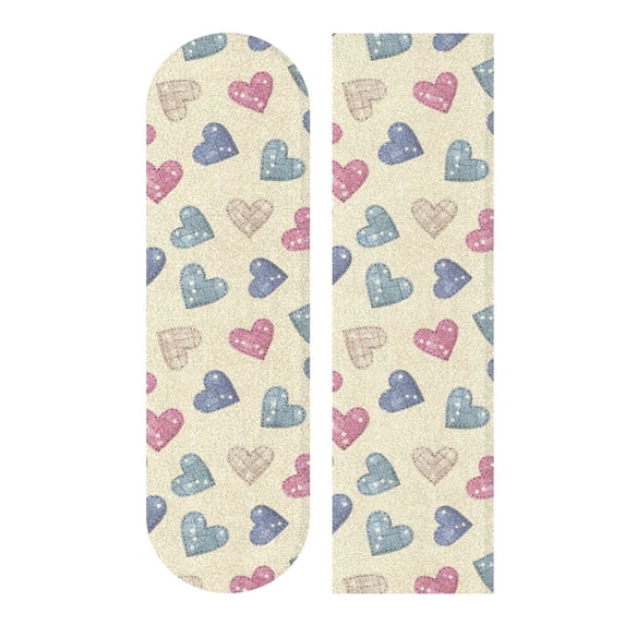 33"x9" Skateboard Grip Tape Protector Sheets Nonslip Protection Griptape Sheet for Outdoor Sports Pink and Blue Heart Pattern