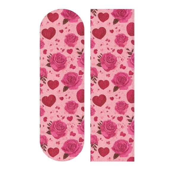 33"x9" Skateboard Grip Tape Protector Sheets Nonslip Protection Griptape Sheet for Outdoor Sports Red Valentine's Day Pattern