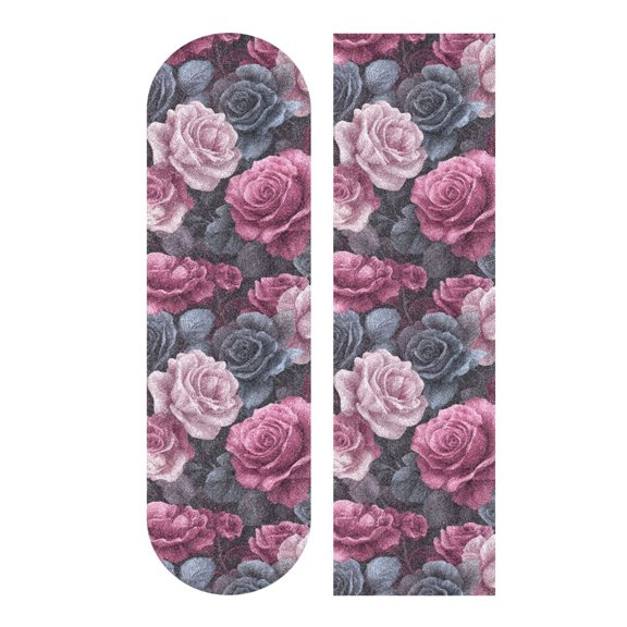 33"x9" Skateboard Grip Tape Protector Sheets Nonslip Protection Griptape Sheet for Outdoor Sports Roses in Pink and Gray Tones