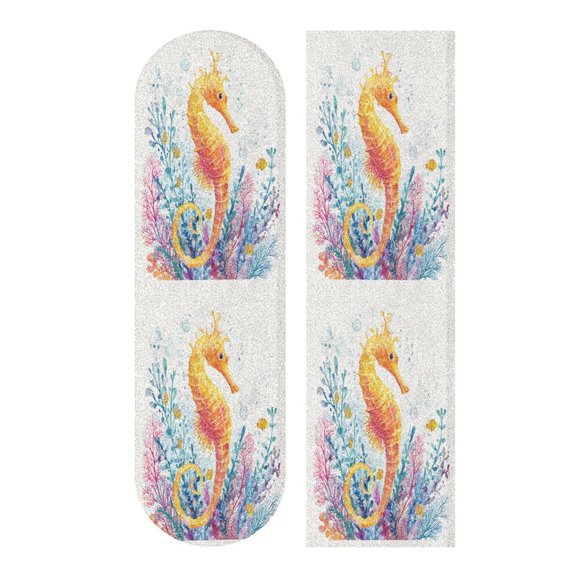 33"x9" Skateboard Grip Tape Protector Sheets Nonslip Protection Griptape Sheet for Outdoor Sports Seahorse and Coral