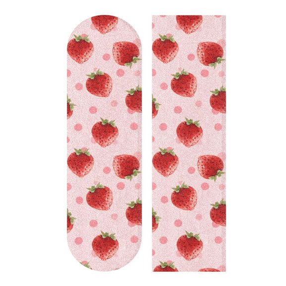 33"x9" Skateboard Grip Tape Protector Sheets Nonslip Protection Griptape Sheet for Outdoor Sports Strawberry and Pink Polka