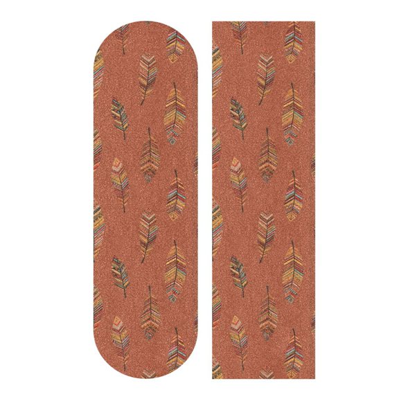 33"x9" Skateboard Grip Tape Protector Sheets Nonslip Protection Griptape Sheet for Outdoor Sports Terracotta Tones Feather
