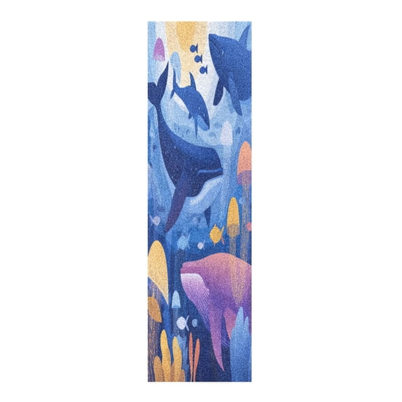 33"x9" Skateboard Grip Tape Protector Sheets Nonslip Protection Griptape Sheet for Outdoor Sports Whales and Dolphins Pattern