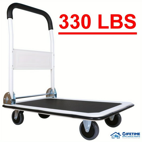 330/660 Lbs Heavy Duty Foldable Push Cart | Iron Construction, Swivel Handle, Collapsible Design | Manual Hand Truck for Home/Moving Large Items/Furniture/Appliances (Blue&White/Black)