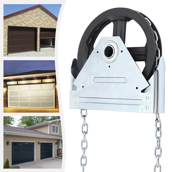 330.7lbs Iron Garage Door Chain Hoist, 1:1 Ratio Chain Block, 26ft Chain, 10.24x7.09in, for Garage Warehouse, Silver Black