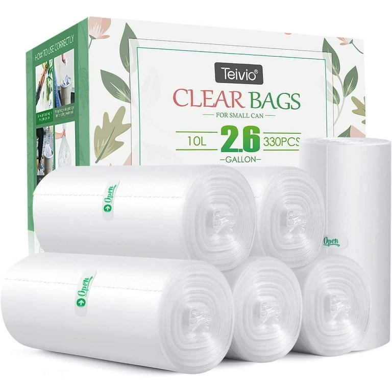  Small Clear Trash Bags FORID 2.6 Gallon Garbage Bags