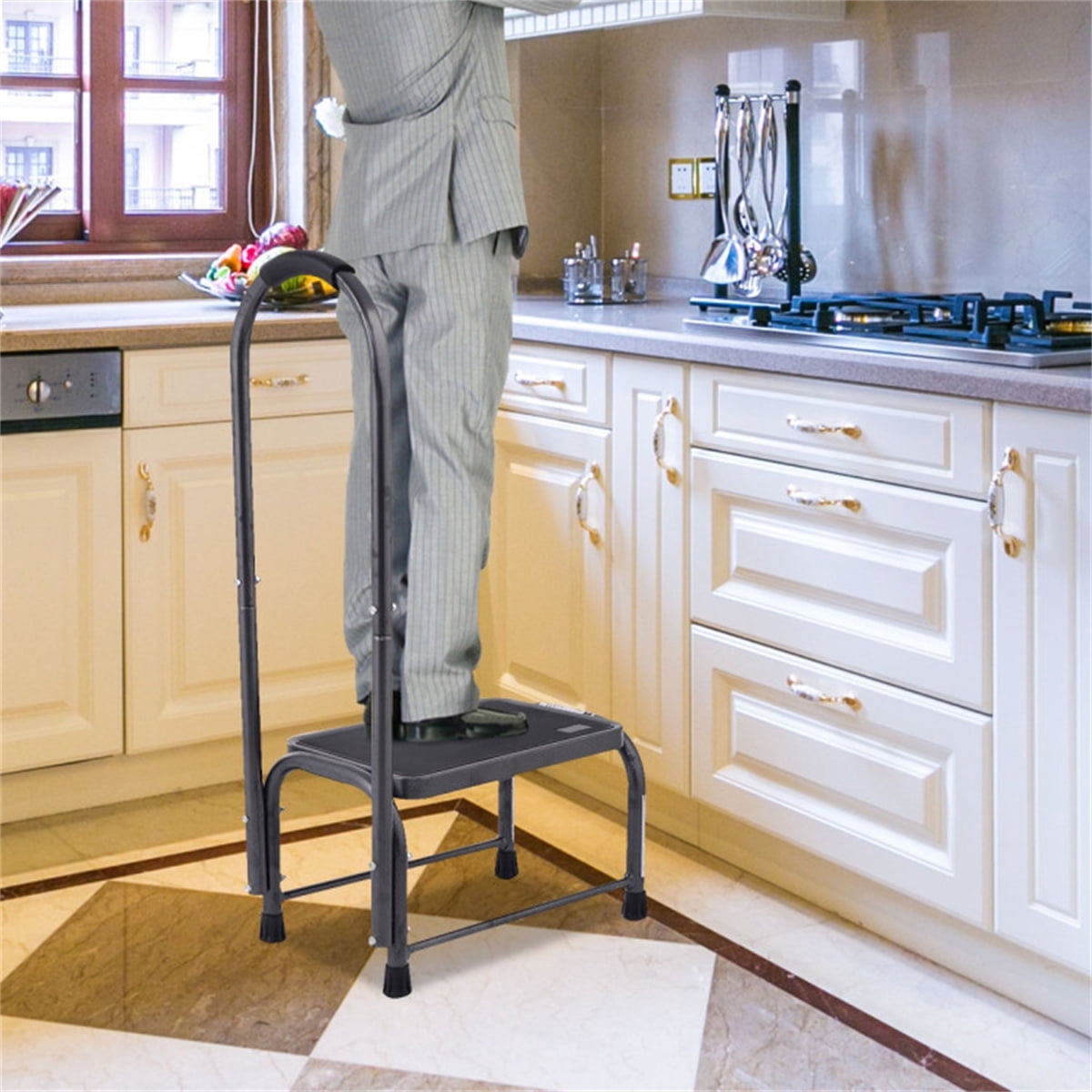 330 LBS Heavy Duty Step Stool with Handle, Extra Wide 15