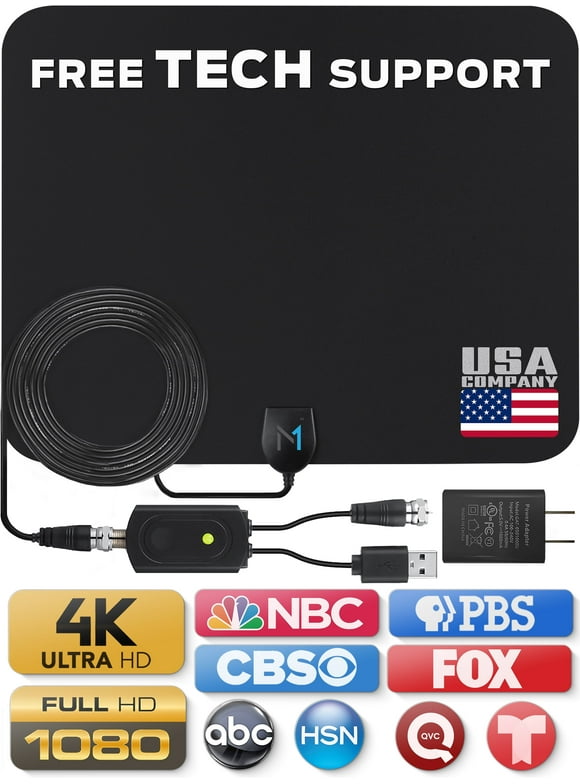 330 Mile Long Range HDTV Indoor Antenna [Early Release 2024 Chipset], Signal Booster W/ 16.5 ft Coax Cable by Mata1