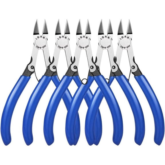 -330 Wire Flush Cutters (Pack of 5), Precision Electronic Model Sprue Wire Clippers Cutter, Blue