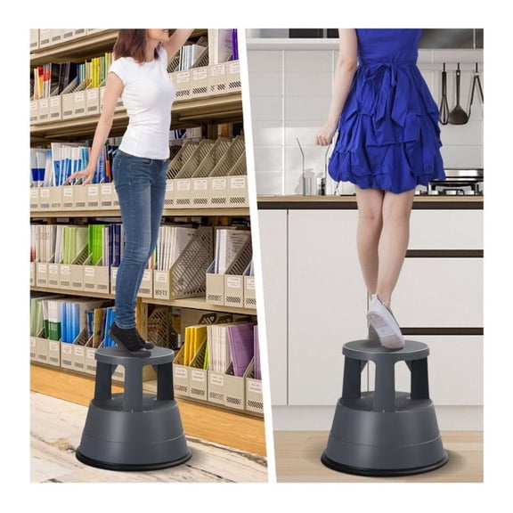 330 lbs Step Stool with Wheels - Non-Slip Rubber Platform - Heavy Duty PP Plastic - Rolling Step Stool for Kitchen, RV, Medical Use - Lightweight & Portable