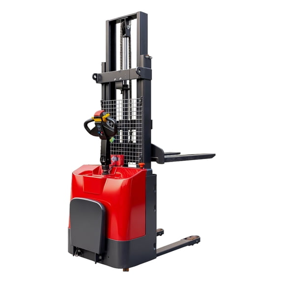 3300 LBS Load Capacity 118 Inch Max Lift Height Stand-On Electric Pallet Stacker, Electric Stand Forklift Compact Warehouse Material Lift Truck for Pallet Stacking & Transport