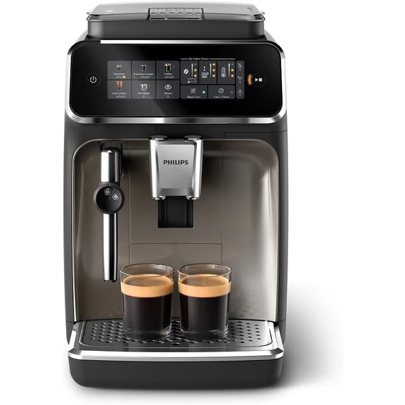 3300 Series Fully Automatic Espresso Machine with integrated milk frother and grinder, 5 Hot & Iced Coffee Pre - Sets, 40% Quieter SilentBrew, 15 - Bar Pressure, Glossy Black
