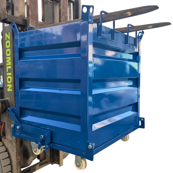 3300LB Self-Dumping Steel Hopper for Manual Operation and Forklifts with 4 Casters