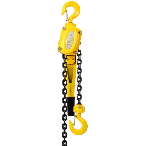 3300LBS Capacity Lever Chain Hoist 1 1/2 Ton, 5 FT Chain Come Along with Hooks Ratchet Lever Block Hoist for Lifting in Workshop Factory Construction Site Yellow Steel
